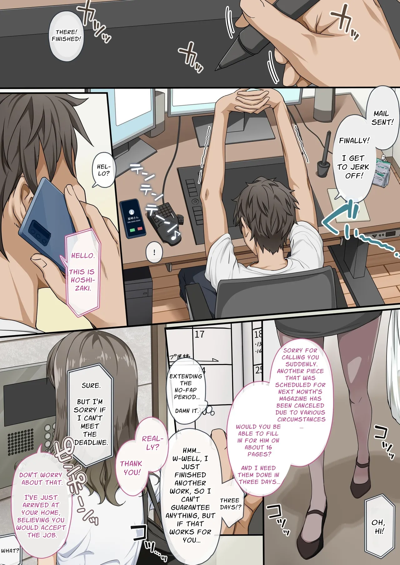 Sawayaki Bijin no Eromanga Henshuu-san ni Nukimakutte Morai nagara Genkou Ganbaru Hanashi | Meet The Draft Deadline While Your Beautiful Busybody Erotic Manga Editor Lends A "Helping Hand" page 2 full