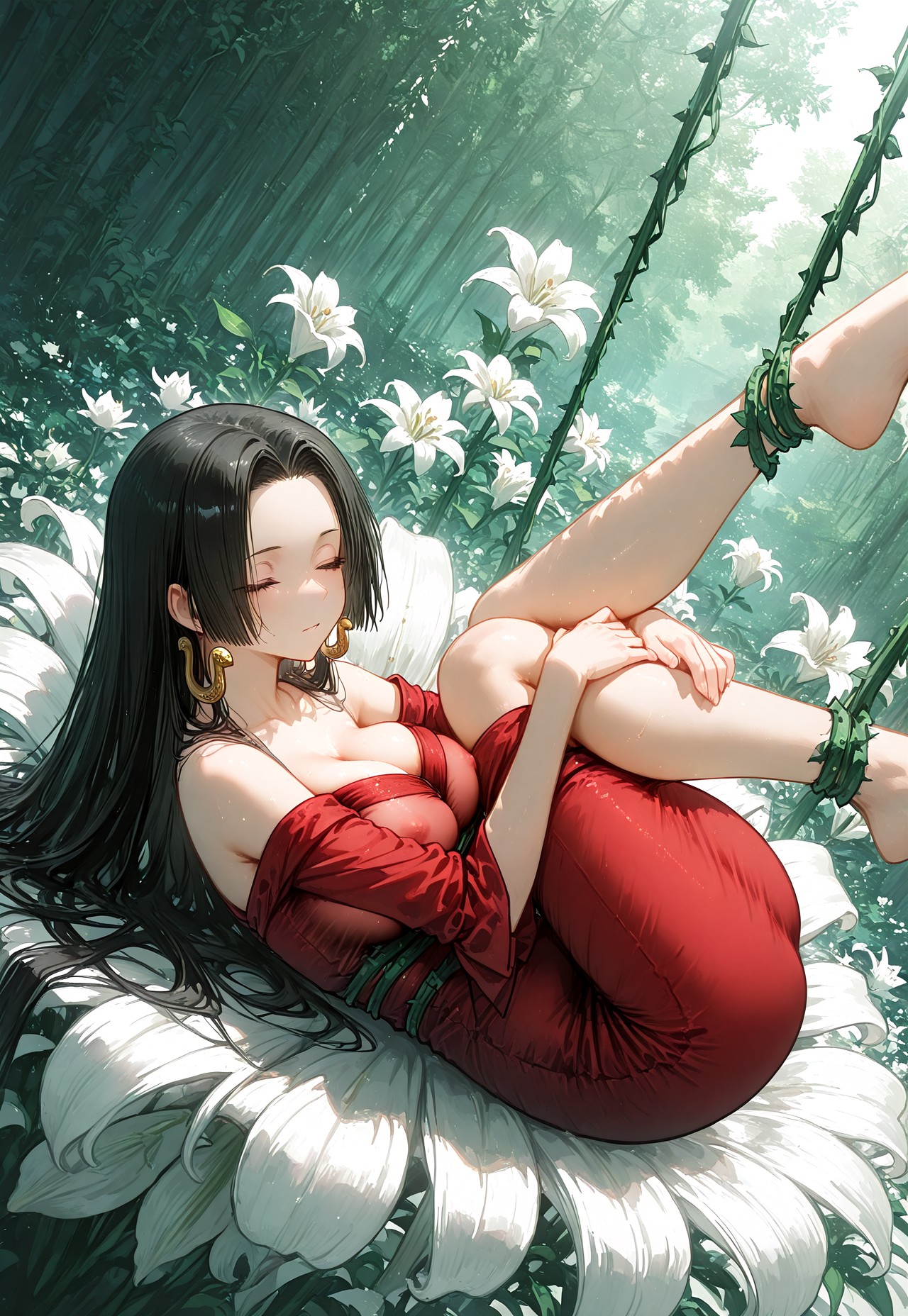 BOA HANCOCK'S SHIBARI-SUSPENDED BLISS, DEWDROPS ON THE LILIES page 1 full