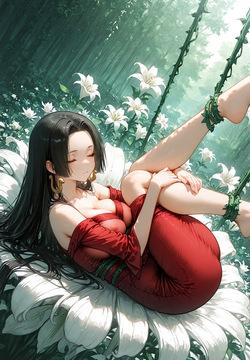 BOA HANCOCK'S SHIBARI-SUSPENDED BLISS, DEWDROPS ON THE LILIES