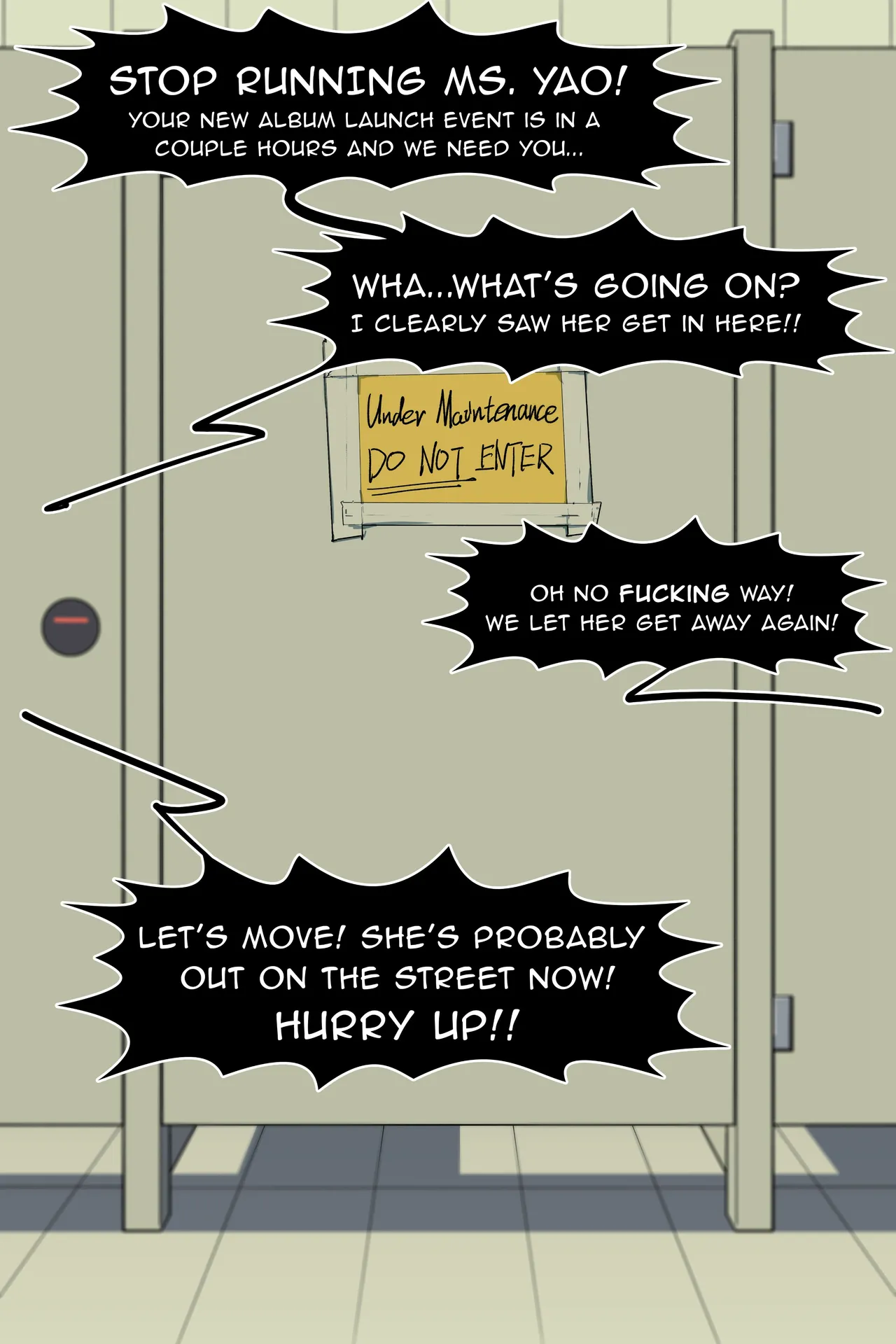 Astra Yao went into the MEN'S ROOM! page 1 full