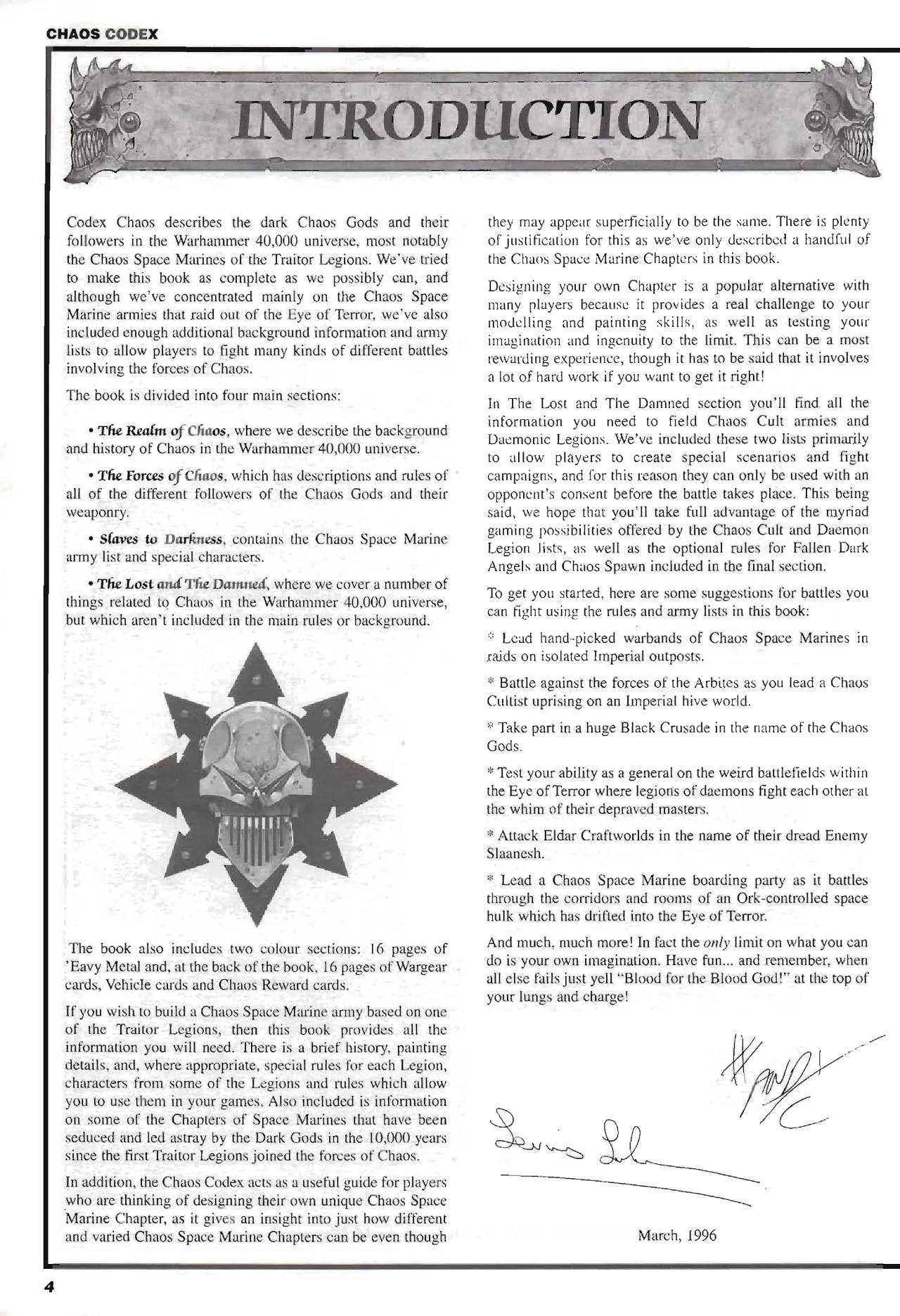 Warhammer 40K - Codex - Chaos 2nd Edition. page 6 full