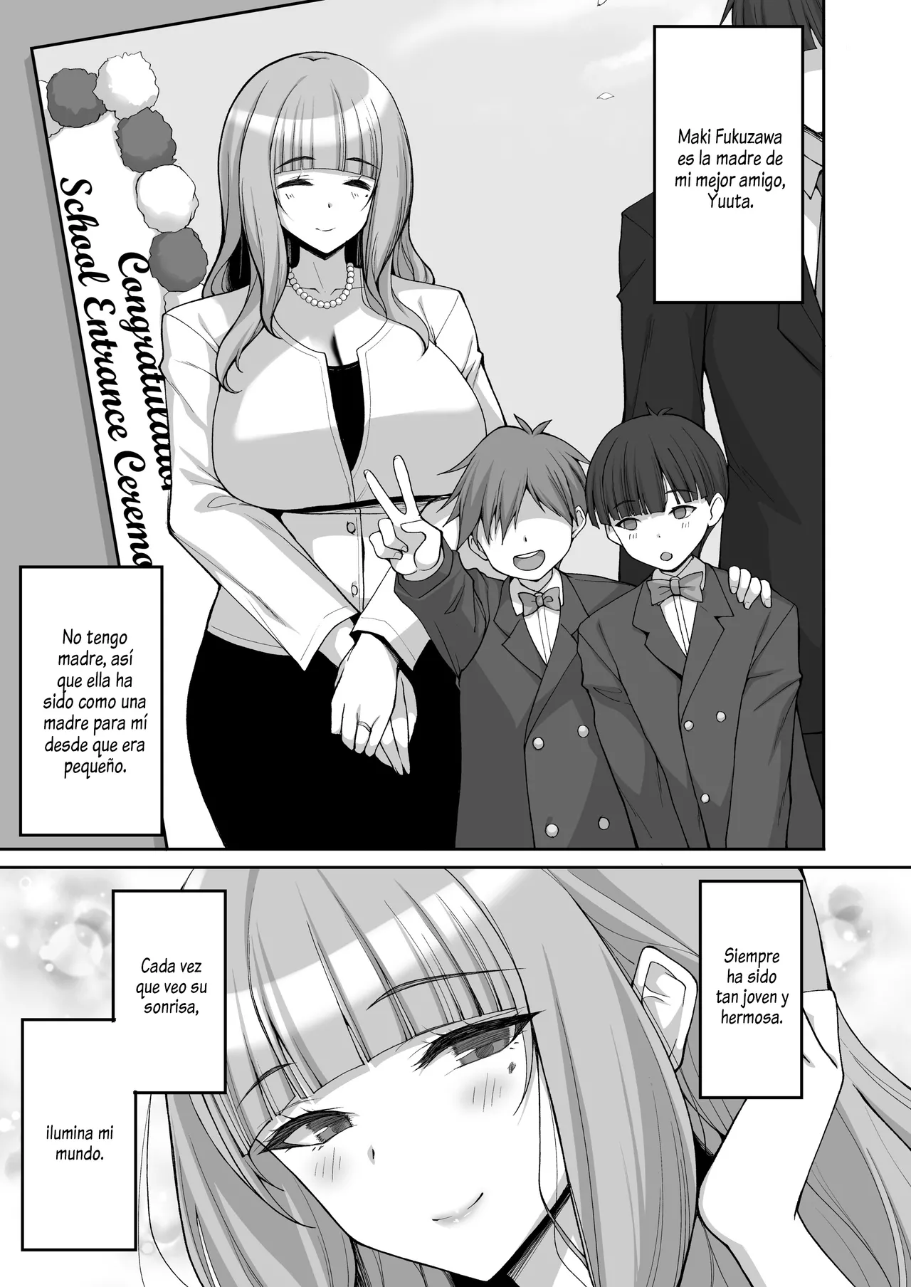 Hatsukoi no Bakunyuu Tomo Mama ga Yasashiku Sei no Tehodoki o Shitekureru Hanashi｜La Mamá Pechugona de mi Amigo, Quien es mi Primer Amor, me Guia Amablemente en lo Sexual page 2 full