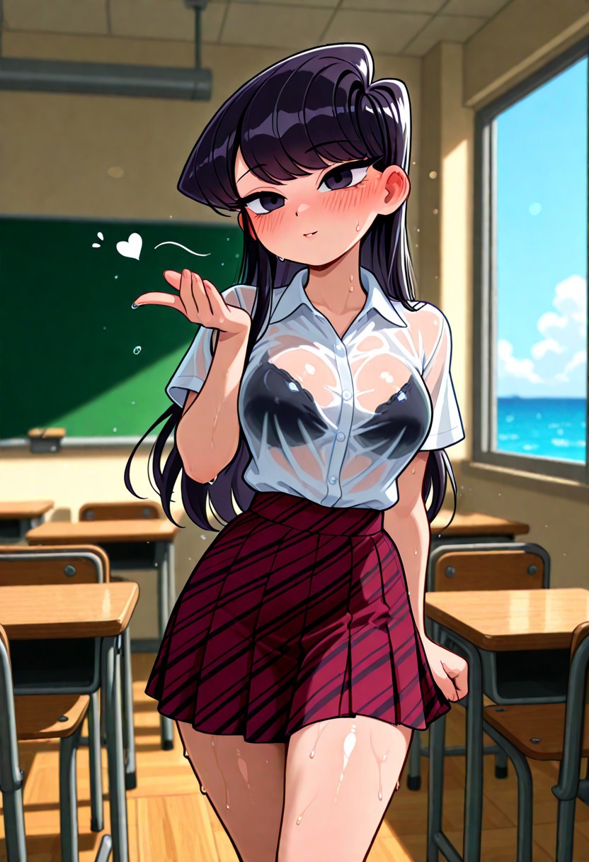 CLASSROOM WET TEASE – PLAID SKIRT DROPLETS page 2 full