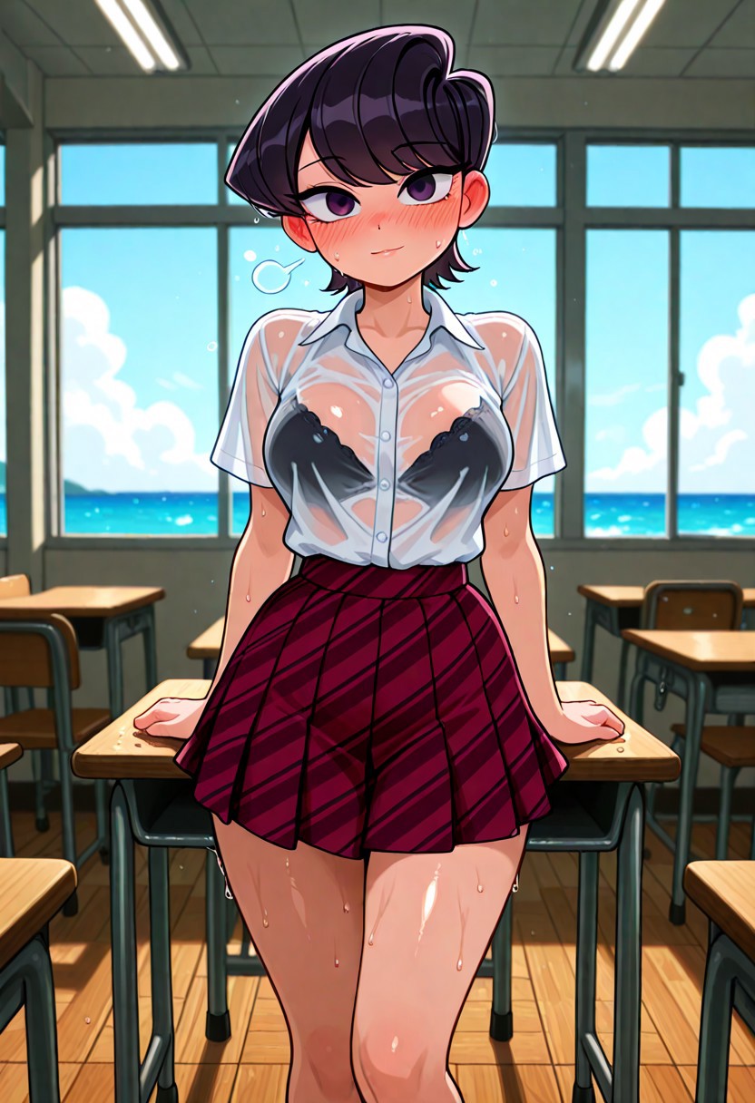 CLASSROOM WET TEASE – PLAID SKIRT DROPLETS page 3 full