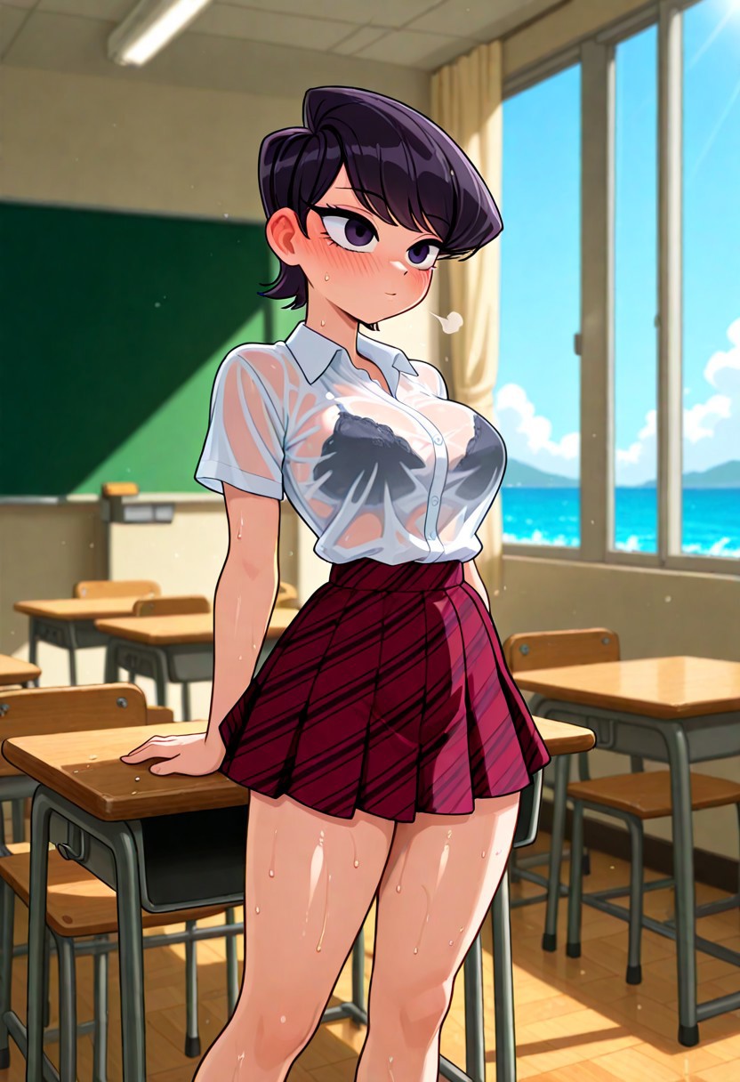 CLASSROOM WET TEASE – PLAID SKIRT DROPLETS page 5 full