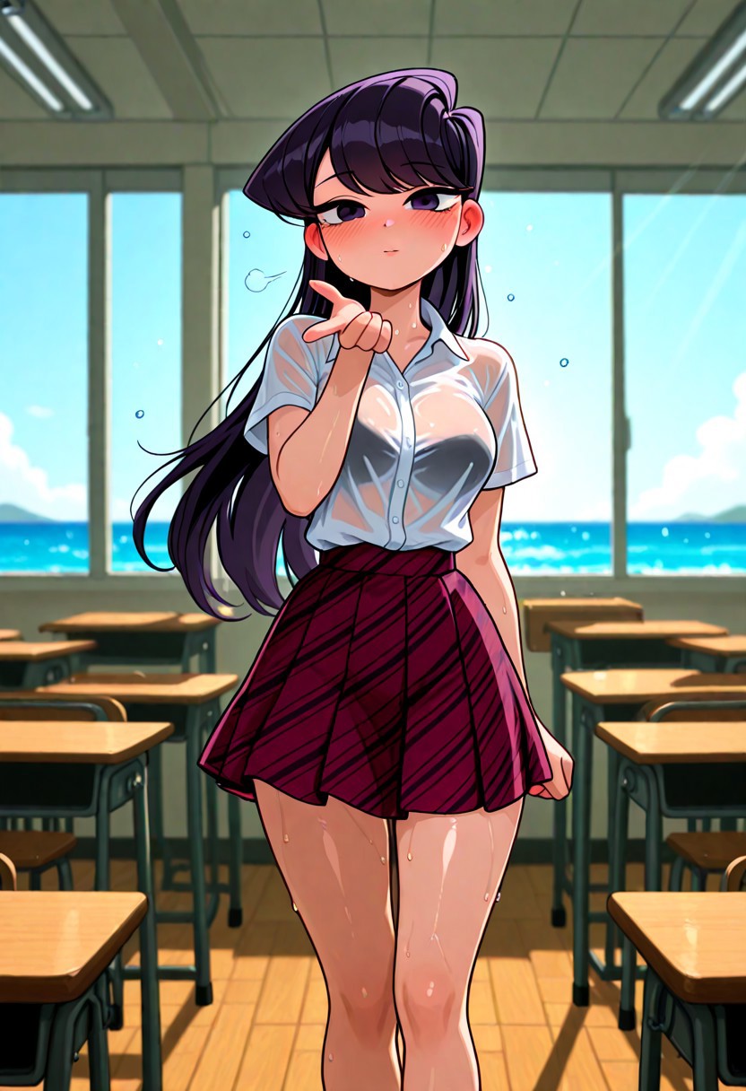 CLASSROOM WET TEASE – PLAID SKIRT DROPLETS page 6 full