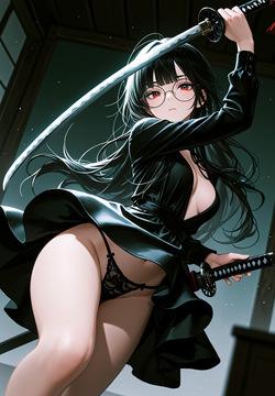 KATANA PANTY POV – GLASSES BLACK DRESS