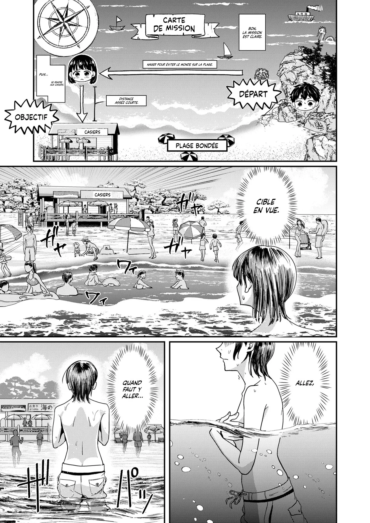 Kareshi no Mizugi ni Kigaetara ～Manatsu no Umi de otoko mizugi challenge！| Je me fais passer pour un mec en portant le short de mon ami à la plage page 10 full