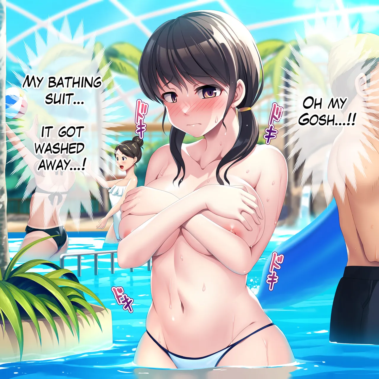 A girl whose swimsuit gets washed away page 1 full