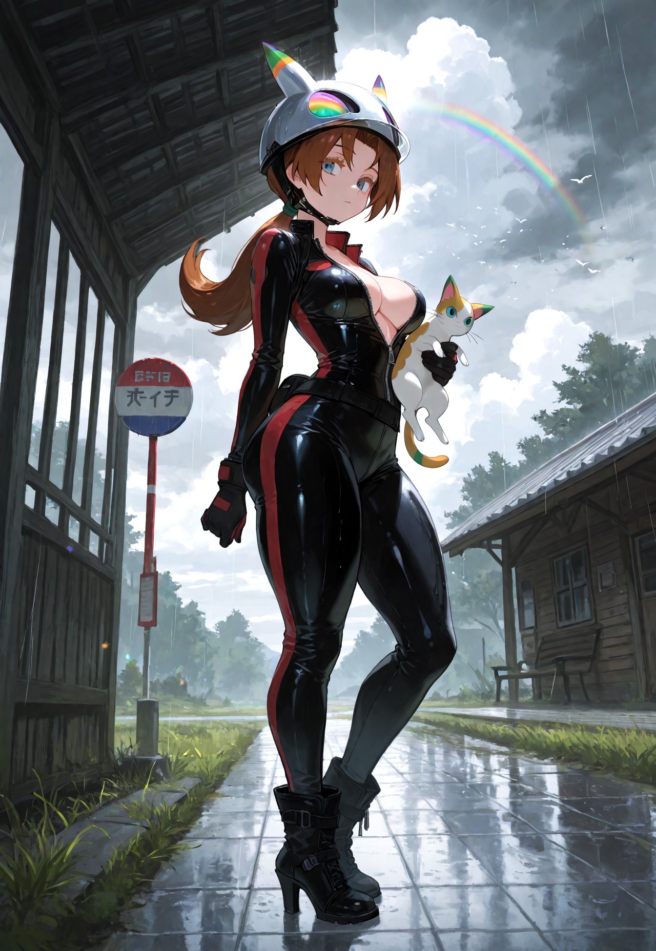 BIKER DELIA WET RAIN TEASE page 7 full