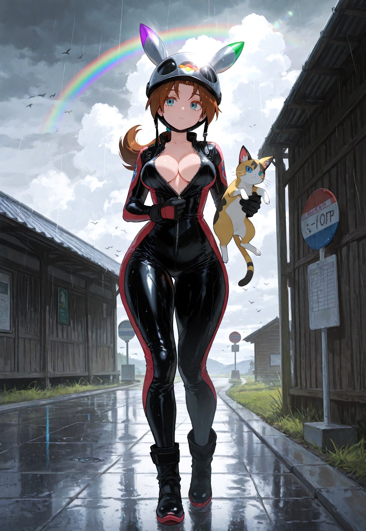 BIKER DELIA WET RAIN TEASE page 8 full