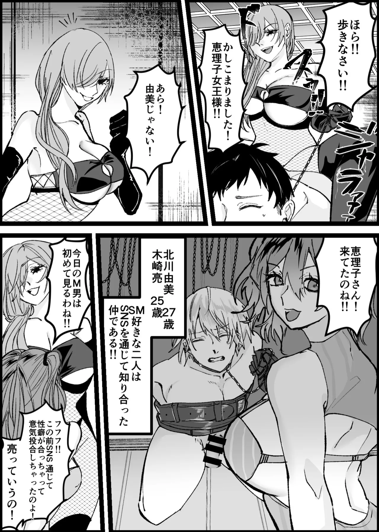 過激な女王様達のM男調教！！ page 4 full