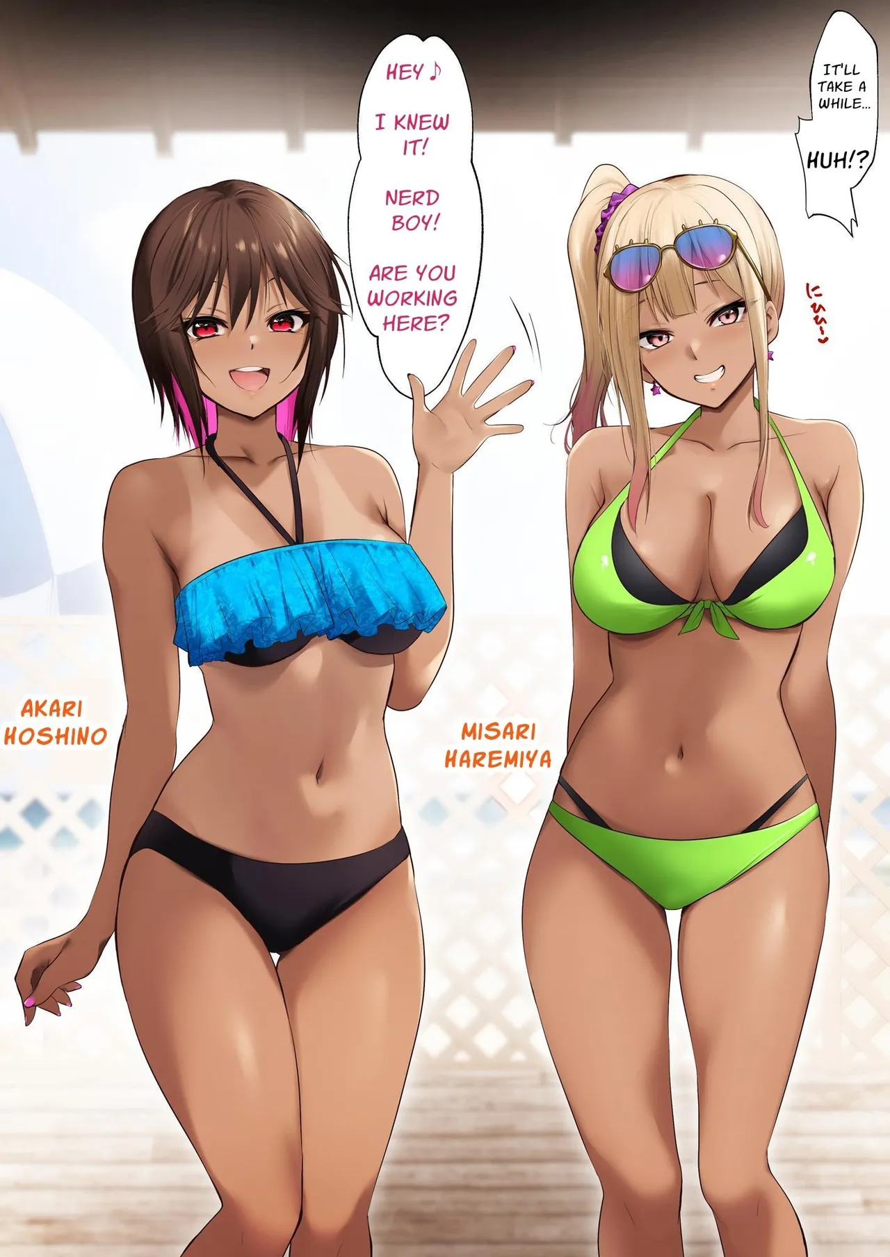 Umi no Ie de Baito shitetara Kuro Gyaru Doukyuusei ni Gyaku Nan sarete Asedaku Doutei Sotsugyou shita Natsu no Hi | Was working at a Beach when Two Tanned Gals Seduced Me &amp; Popped My Cherry on a Sweaty Summer Day page 3 full