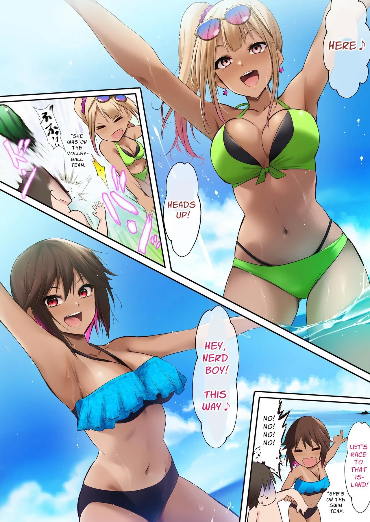 Umi no Ie de Baito shitetara Kuro Gyaru Doukyuusei ni Gyaku Nan sarete Asedaku Doutei Sotsugyou shita Natsu no Hi | Was working at a Beach when Two Tanned Gals Seduced Me &amp; Popped My Cherry on a Sweaty Summer Day page 6 full