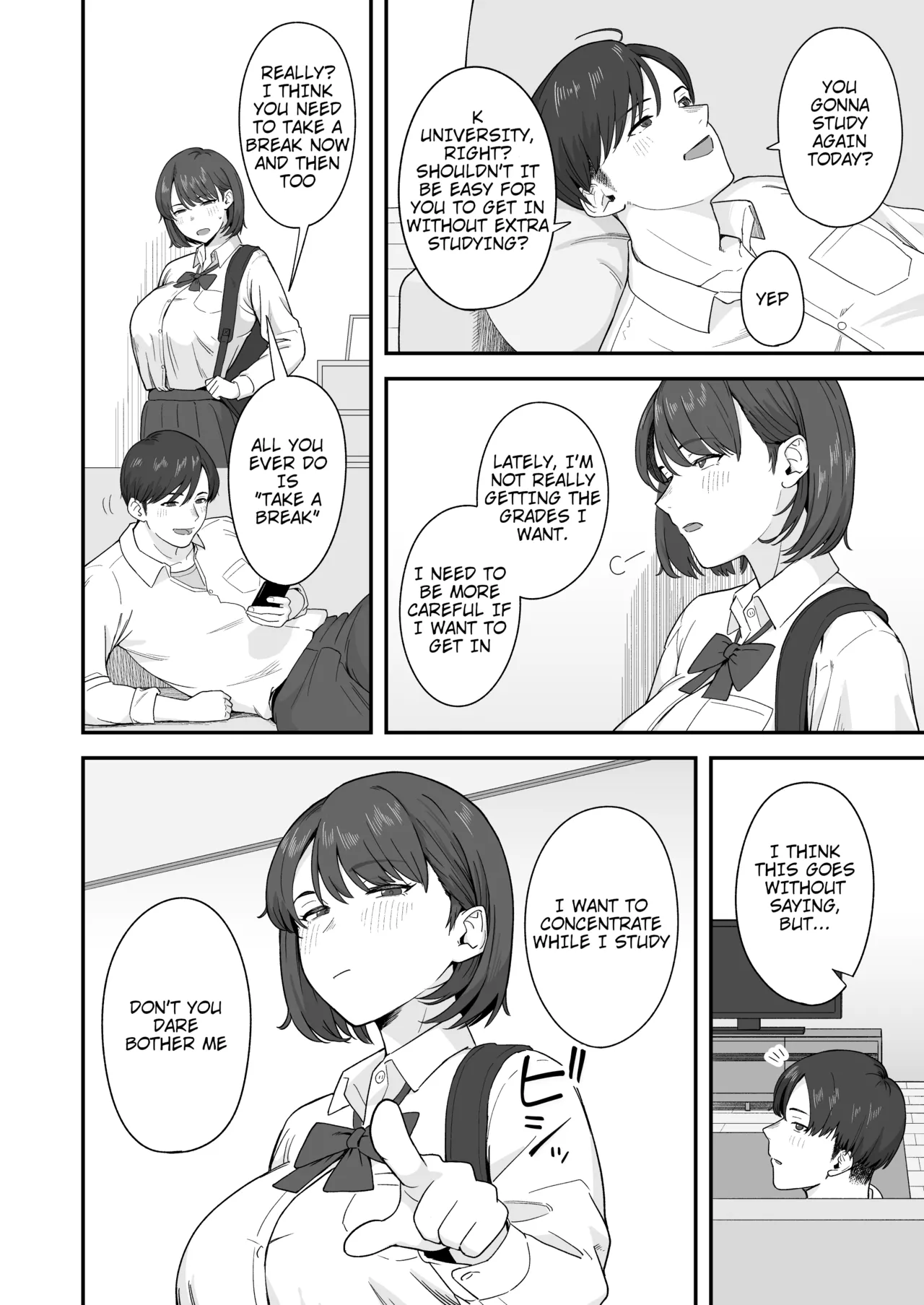 Benkyou ni Shuuchuu Shitai Muttsuri na Ane wa, Karada no Aishou Bacchiri na Otouto no Sasoi o Kotowarenai | The Reluctant Sister Who Wants to Focus On Study Can't Resist Temptation From the Brother She Shares Perfect Body Compatibility With page 4 full