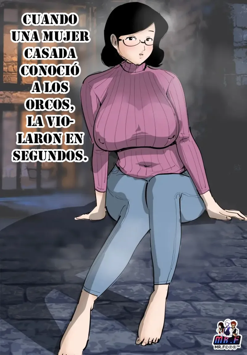 Hitozuma ga Orc to Attara Byou de Hamerareta.｜Cuando una Mujer Casada Conoció a los Orcos la Violaron en Segundos. page 1 full