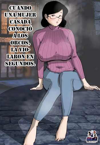 Hitozuma ga Orc to Attara Byou de Hamerareta.｜Cuando una Mujer Casada Conoció a los Orcos la Violaron en Segundos. cover