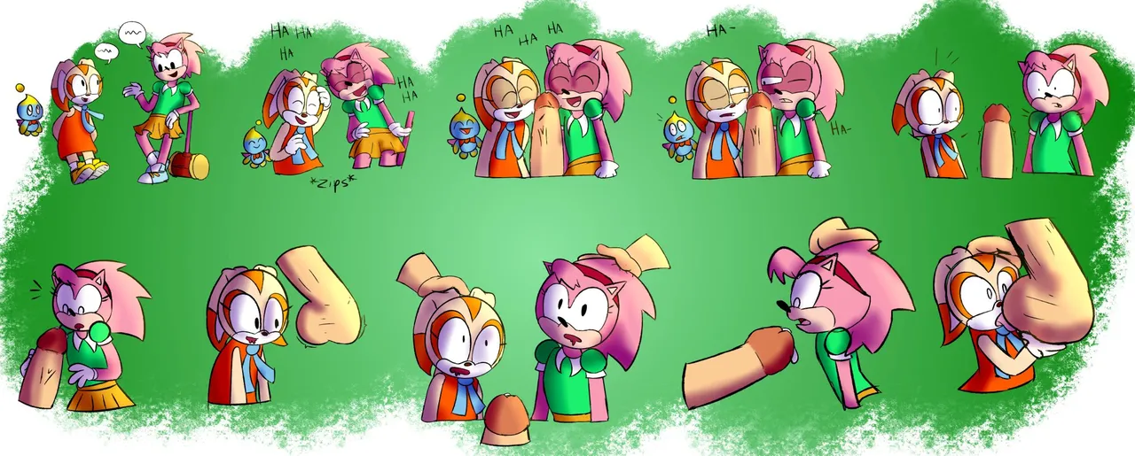 Classic Amy Rose and Cream the Rabbit Commission page 1 full