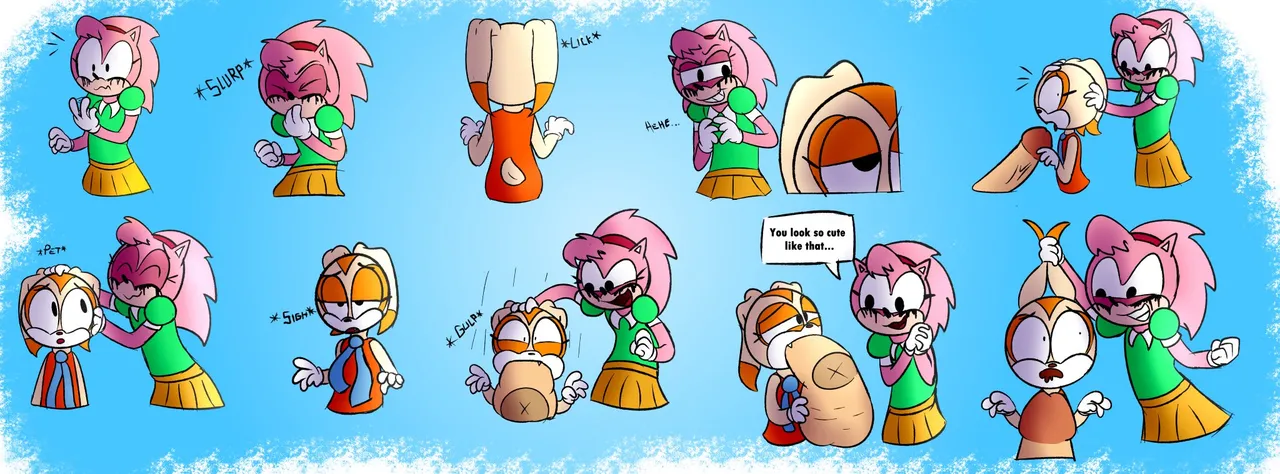 Classic Amy Rose and Cream the Rabbit Commission page 8 full