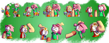 Classic Amy Rose and Cream the Rabbit Commission cover