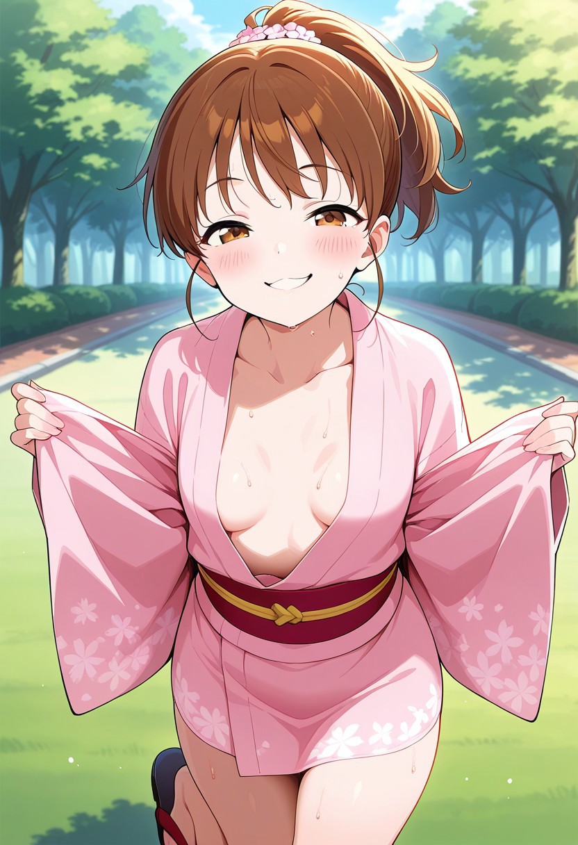 TAE SHIMURA'S SWEATY SMIRK: OPEN KIMONO INVITE page 2 full