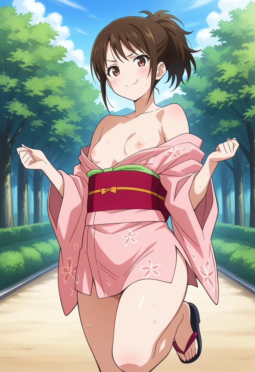 TAE SHIMURA'S SWEATY SMIRK: OPEN KIMONO INVITE page 3 full