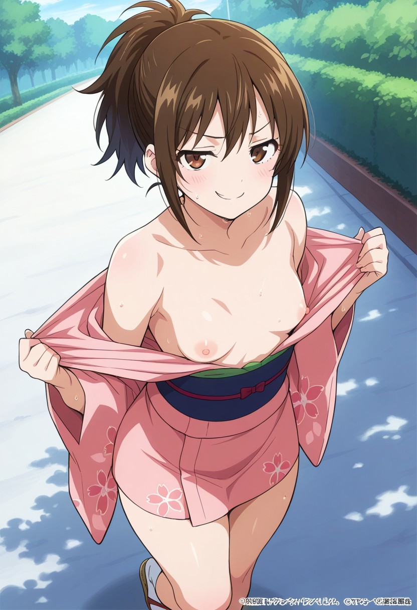TAE SHIMURA'S SWEATY SMIRK: OPEN KIMONO INVITE page 4 full