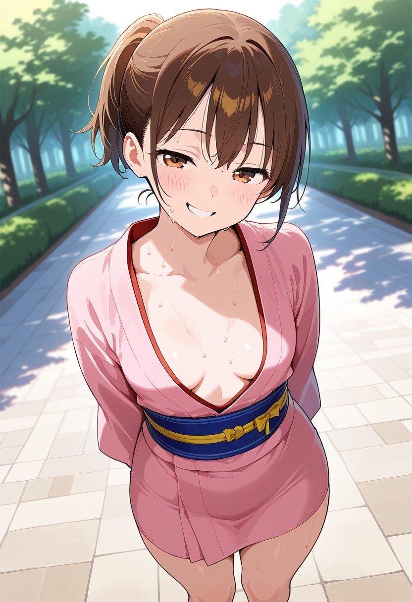 TAE SHIMURA'S SWEATY SMIRK: OPEN KIMONO INVITE page 5 full
