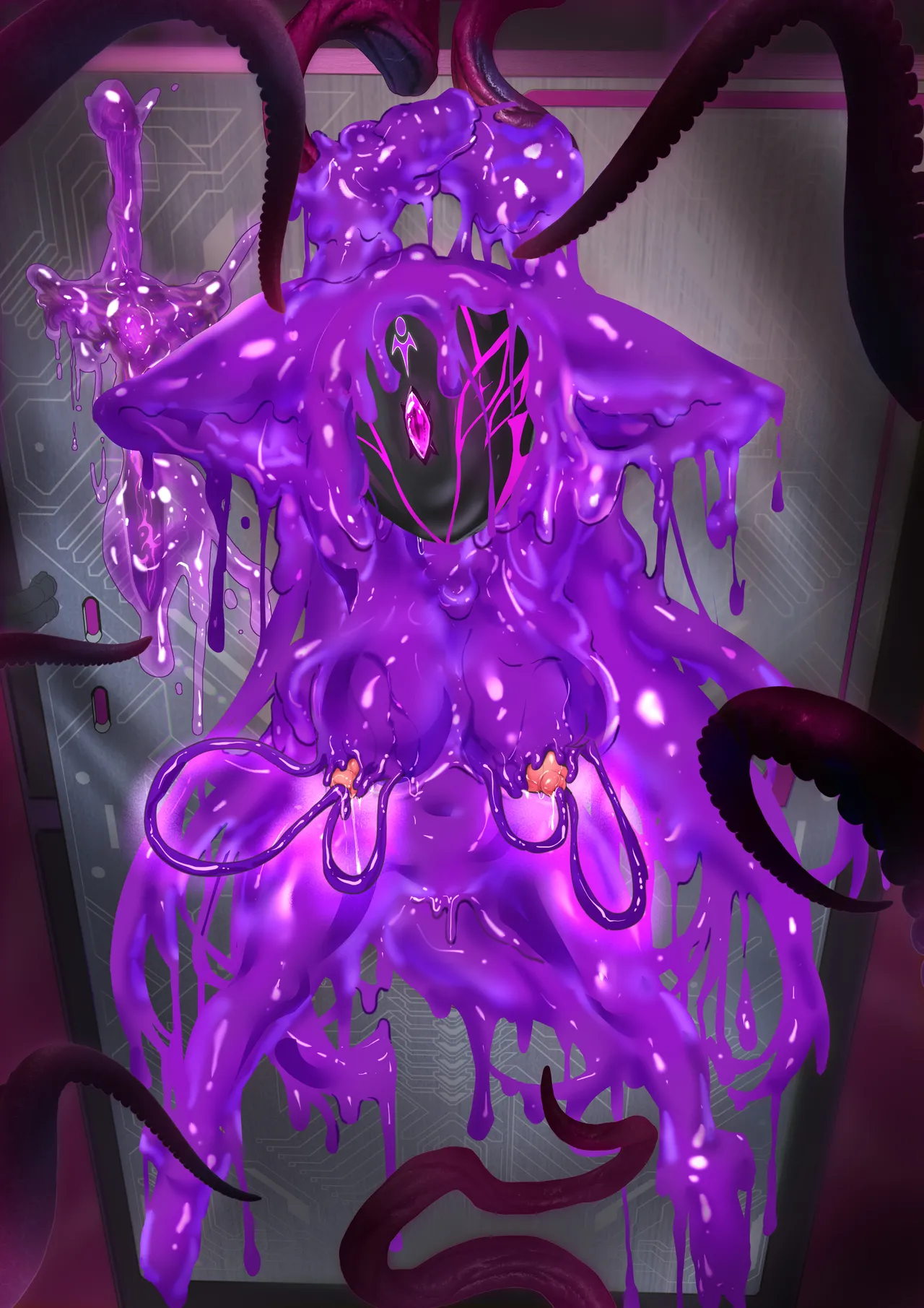 被魔剑分泌的史莱姆包裹穿上全包紧身衣戴上拟态面具的狐耳娘凰羽诺（r18）） page 10 full