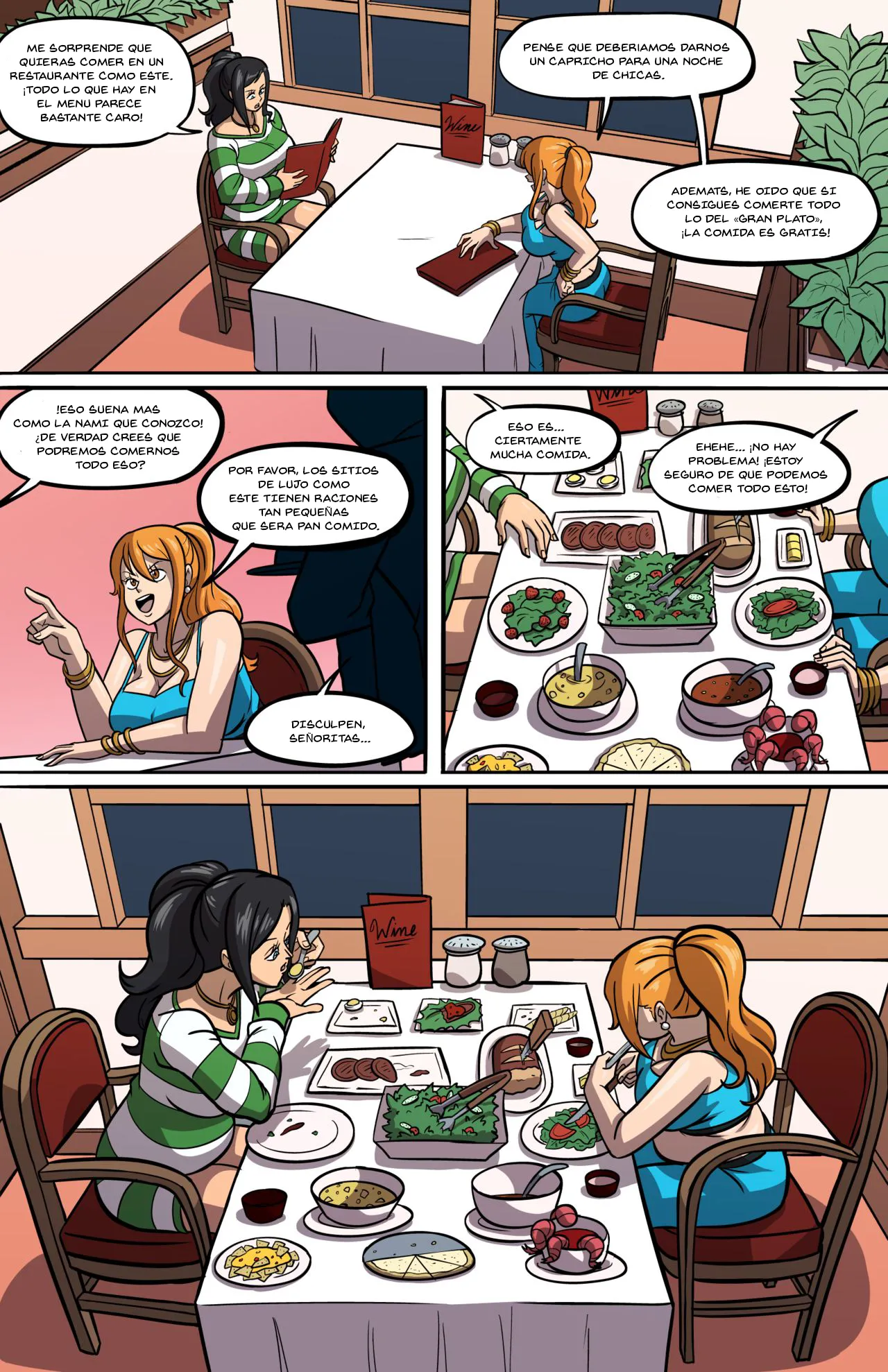 Nami and Nico Robin Dinner Time Spanish page 1 full
