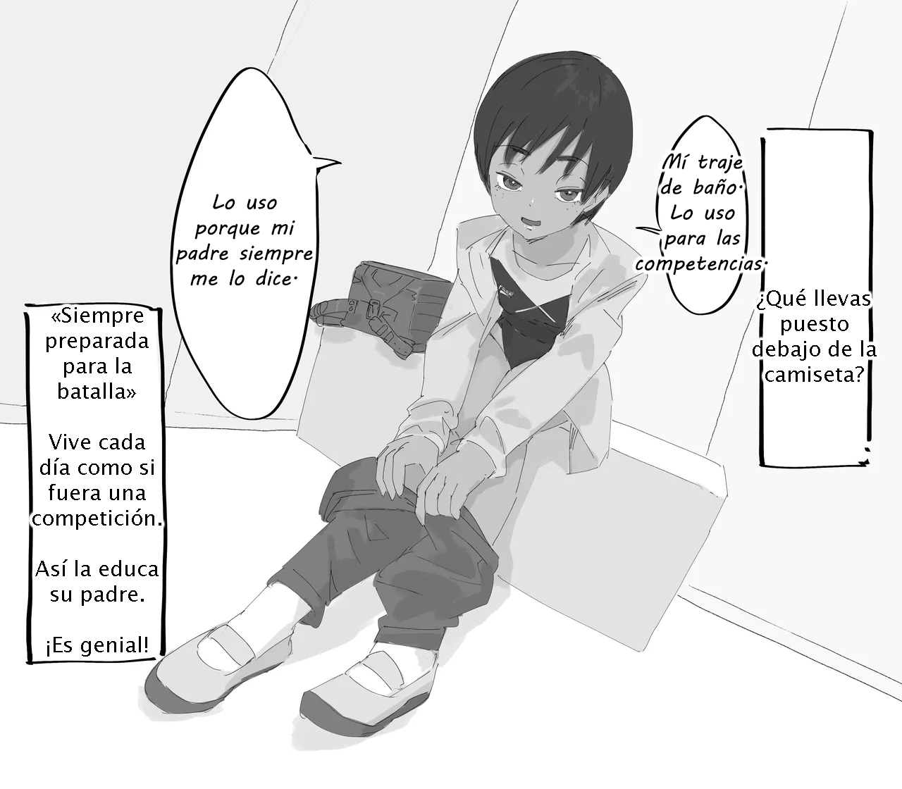 Hiyake Boyish Kyouei Mizugi-chan Jitsu no Chichioya to Gachi Koubi｜Una Tomboy Bronceada en Traje de Baño Tiene Sexo Duro con Su Verdadero Padre page 5 full