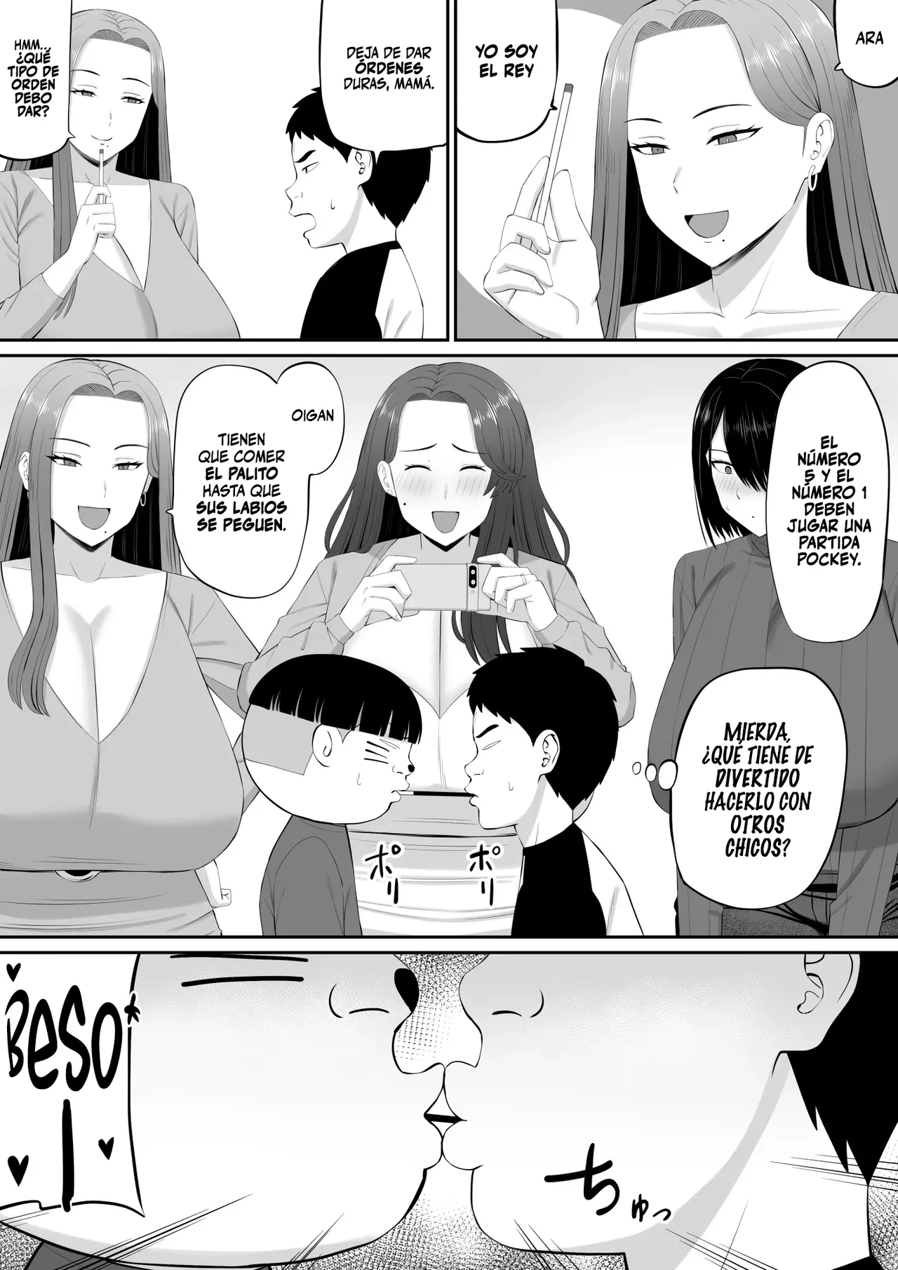 Okaa-san-tachi to Ou-sama Game shite Ecchi na Meirei suru Hanashi｜Jugando al Juego del Rey con las Mamás Mientras les Damos Órdenes Sexuales page 10 full