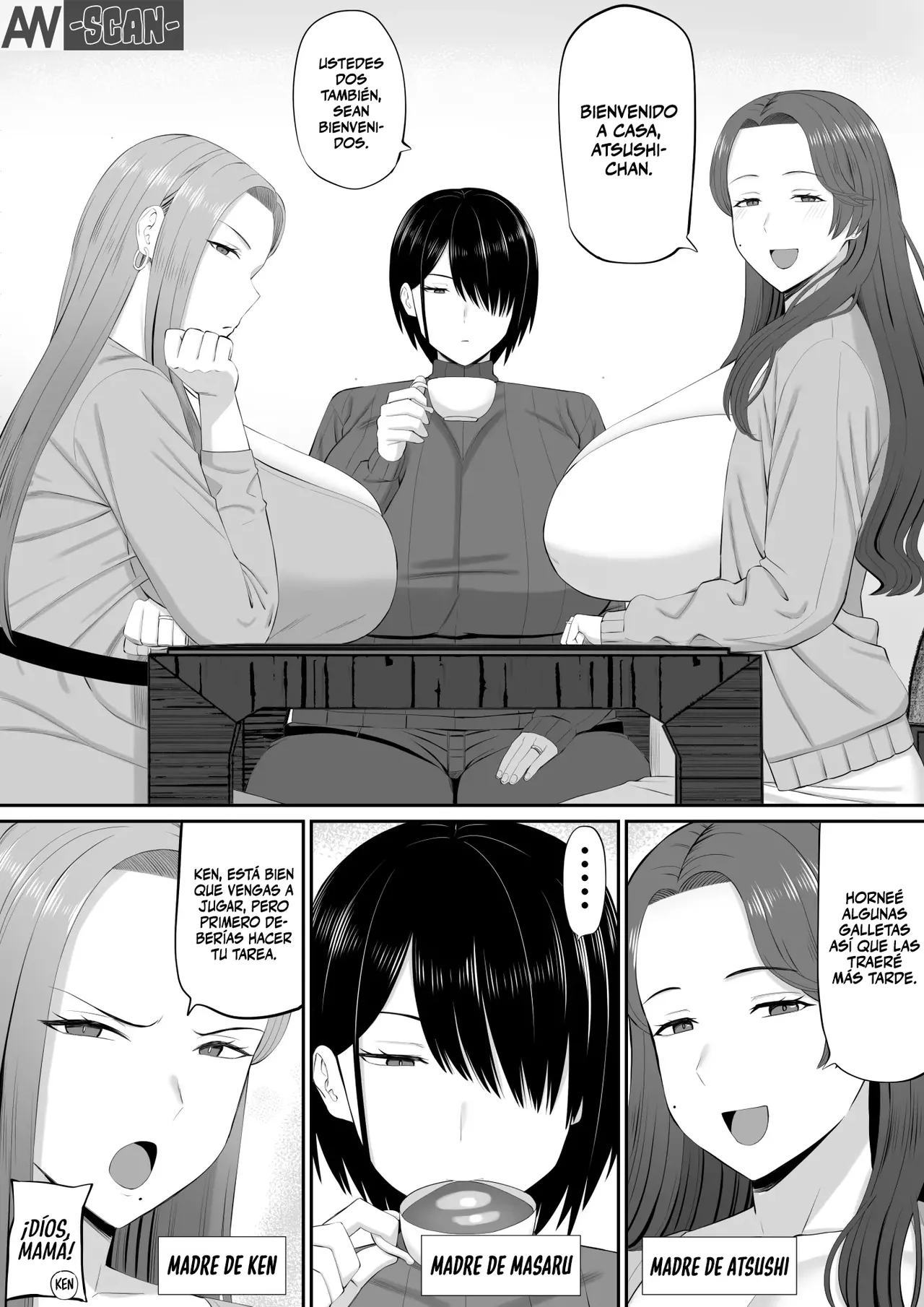 Okaa-san-tachi to Ou-sama Game shite Ecchi na Meirei suru Hanashi｜Jugando al Juego del Rey con las Mamás Mientras les Damos Órdenes Sexuales page 3 full