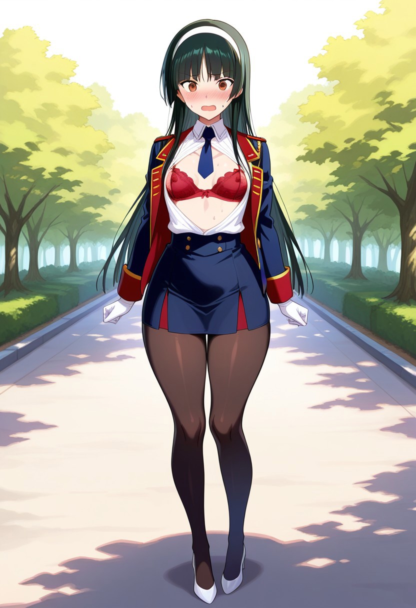 LUCY'S SEIFUKU TEASE: BRA REVEAL &amp; SKIRT PULL page 3 full