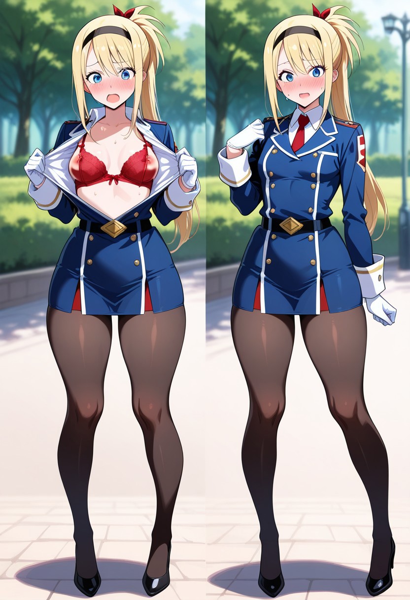 LUCY'S SEIFUKU TEASE: BRA REVEAL &amp; SKIRT PULL page 8 full