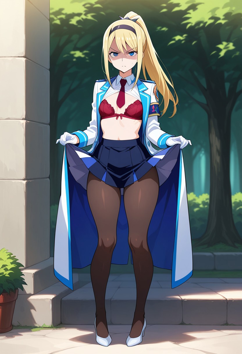 LUCY'S SEIFUKU TEASE: BRA REVEAL &amp; SKIRT PULL page 9 full