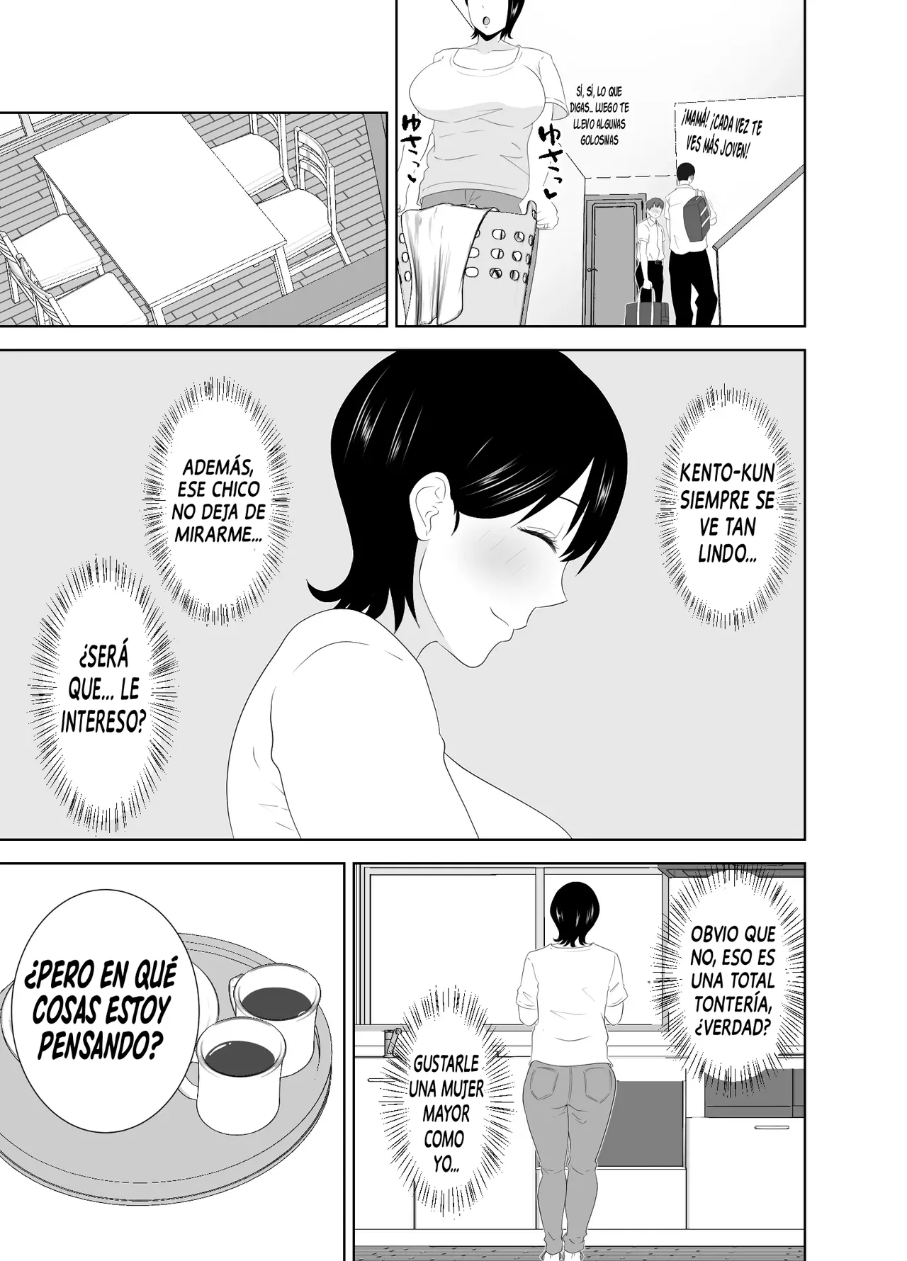 Yokkyuu Fuman na Muchimuchi Okaa-san ga Musuko no Tomodachi to...｜Una Madre Voluptuosa y Frustrada Que Tiene Sexo Con El Amigo De Su Hijo...♥ page 5 full