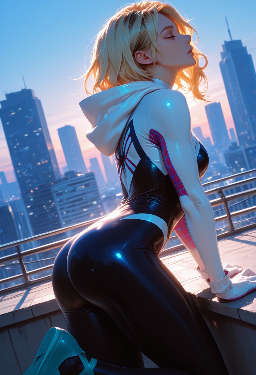 SPIDER-GWEN'S ROOFTOP: SKYLINE BUTT FOCUS page 8 full