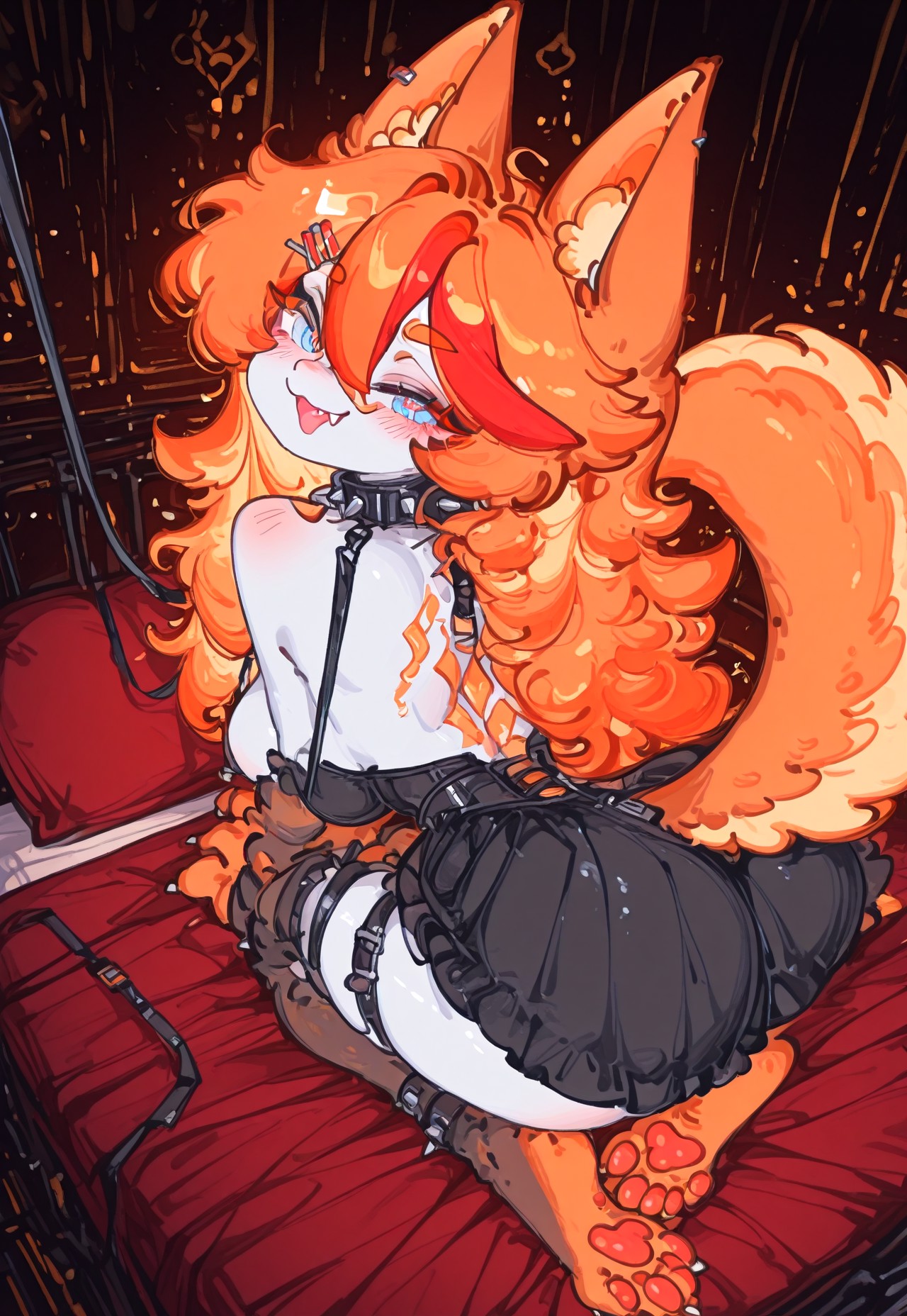 WOLF GIRL TEASE – SPIKED COLLAR BIKE SHORTS page 1 full