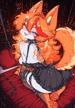 WOLF GIRL TEASE – SPIKED COLLAR BIKE SHORTS