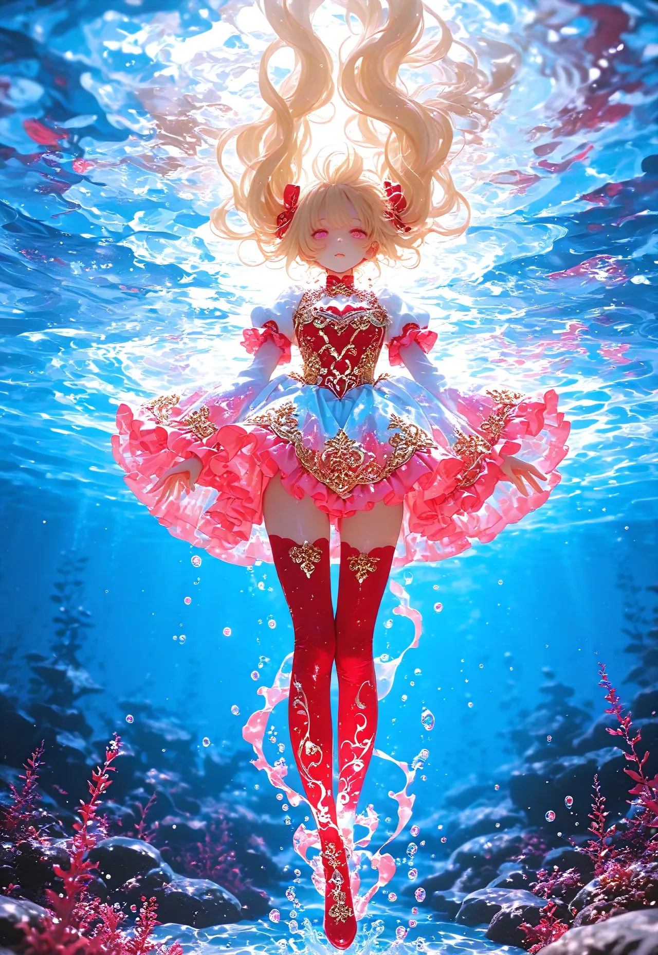 MAHOU SHOUJO DEEP THOUGHT: RED THIGH STRAPS &amp; RIBBONS page 3 full