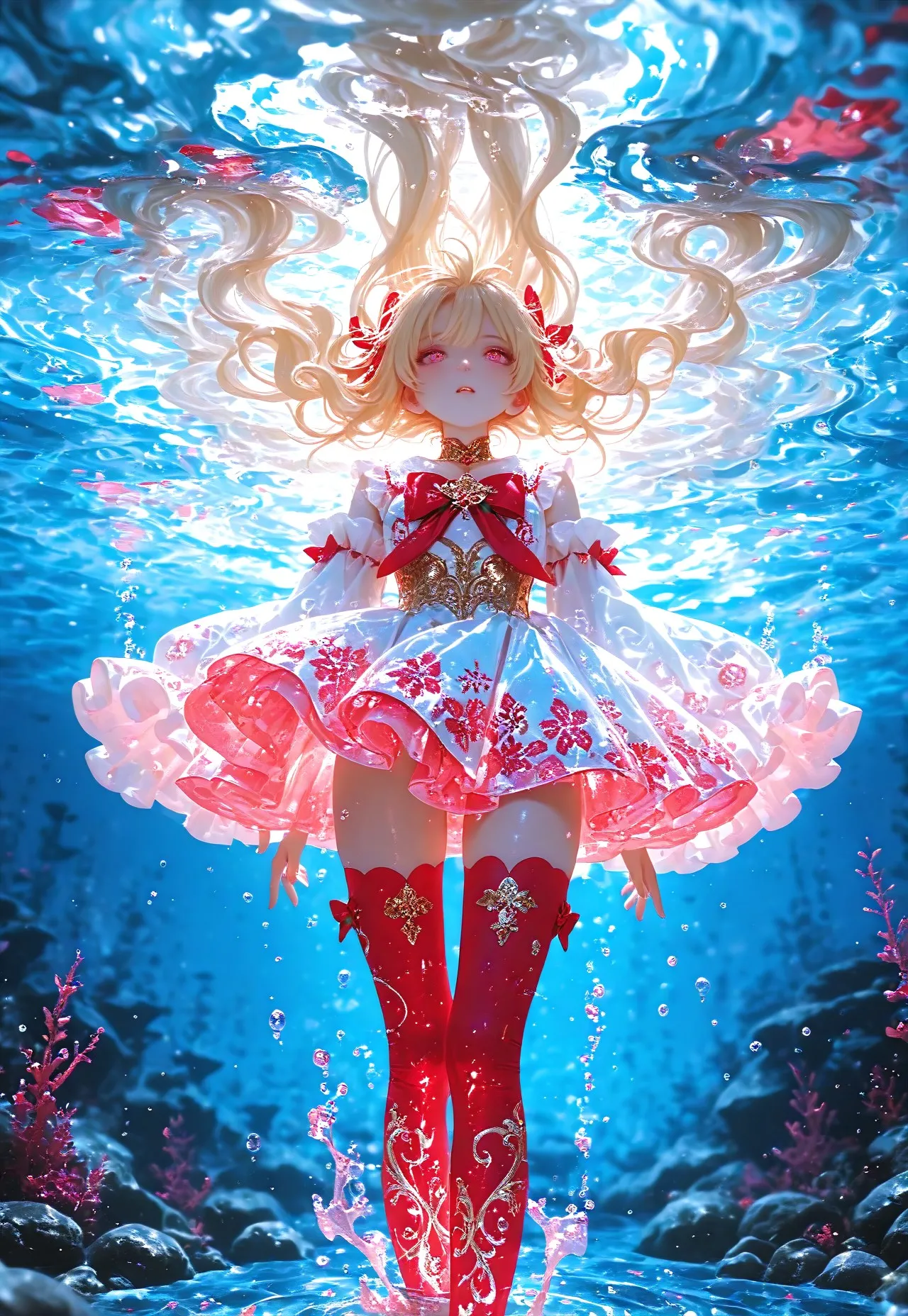 MAHOU SHOUJO DEEP THOUGHT: RED THIGH STRAPS &amp; RIBBONS page 4 full