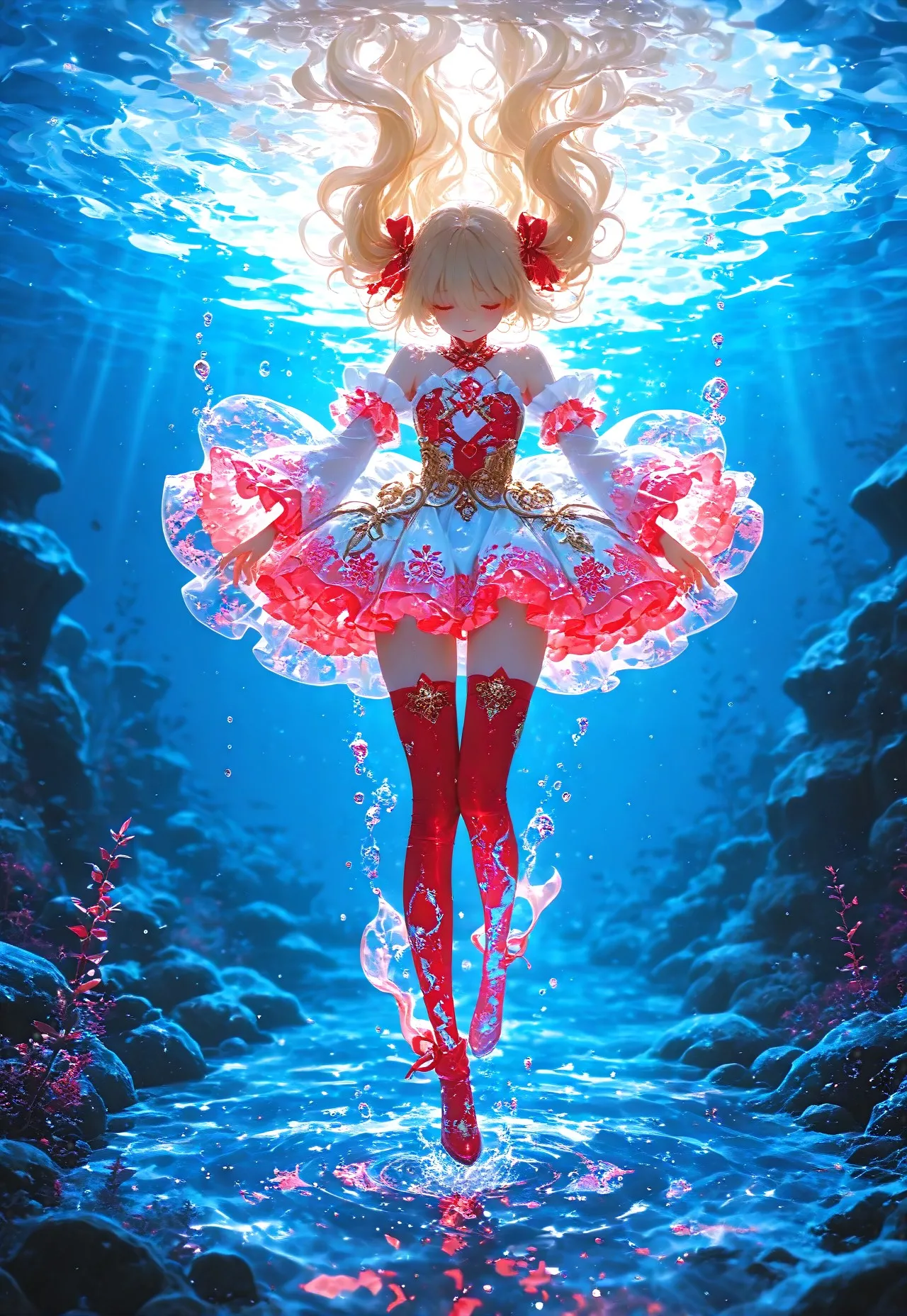 MAHOU SHOUJO DEEP THOUGHT: RED THIGH STRAPS &amp; RIBBONS page 5 full
