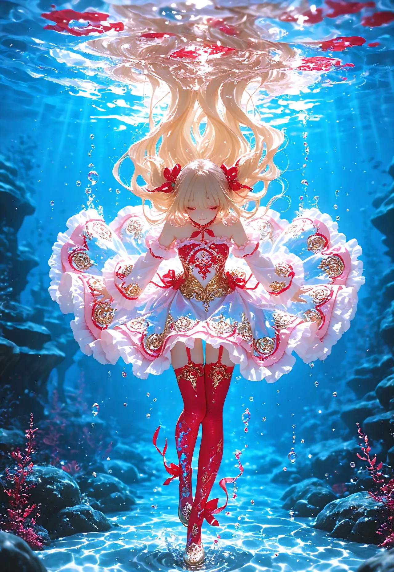 MAHOU SHOUJO DEEP THOUGHT: RED THIGH STRAPS &amp; RIBBONS page 6 full
