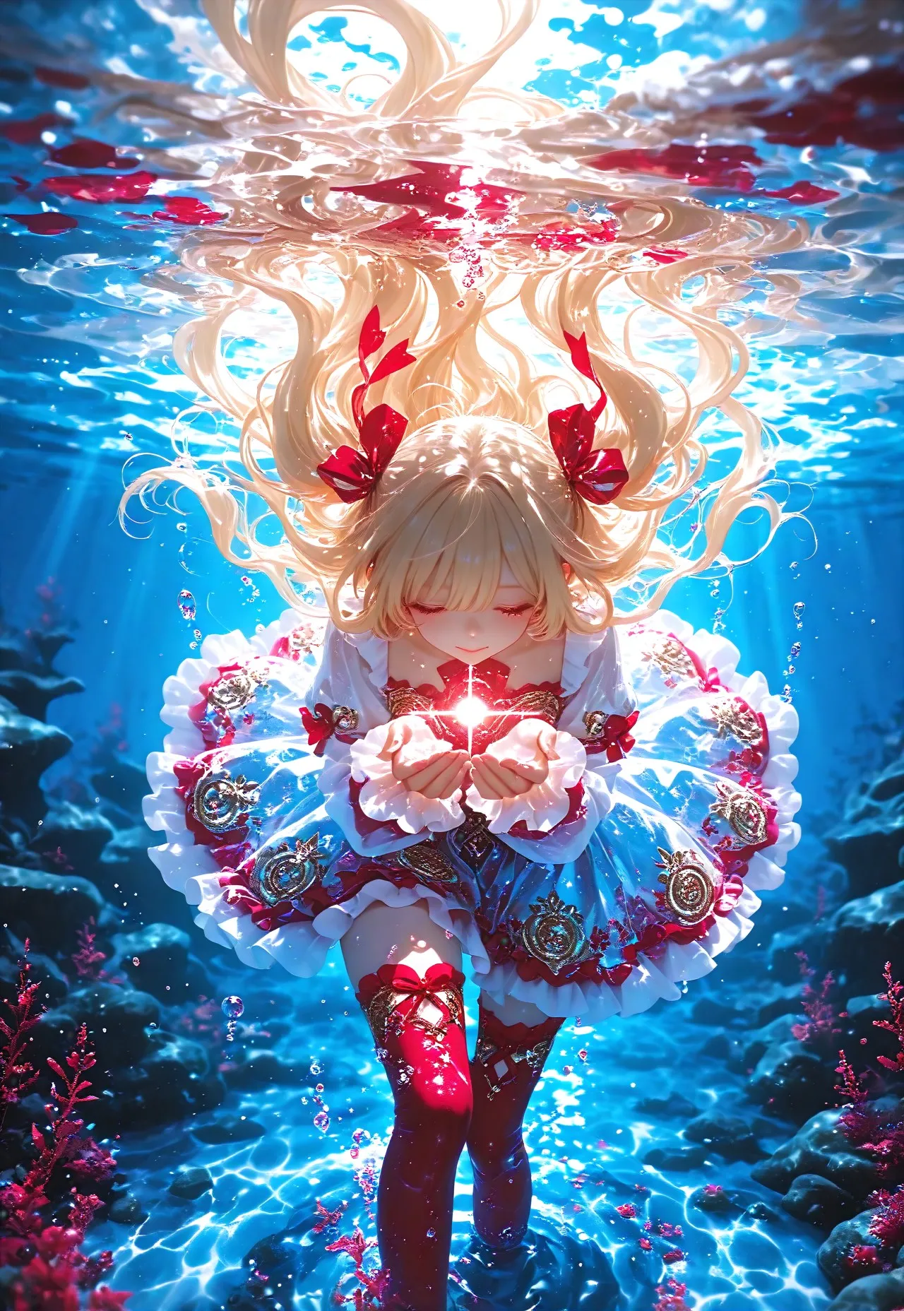 MAHOU SHOUJO DEEP THOUGHT: RED THIGH STRAPS &amp; RIBBONS page 8 full