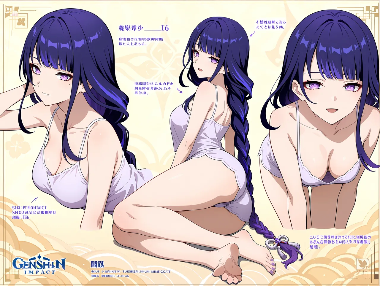 Raiden, Ayaka, Shenhe, Nilou, Mualani - Character's Sheet page 7 full