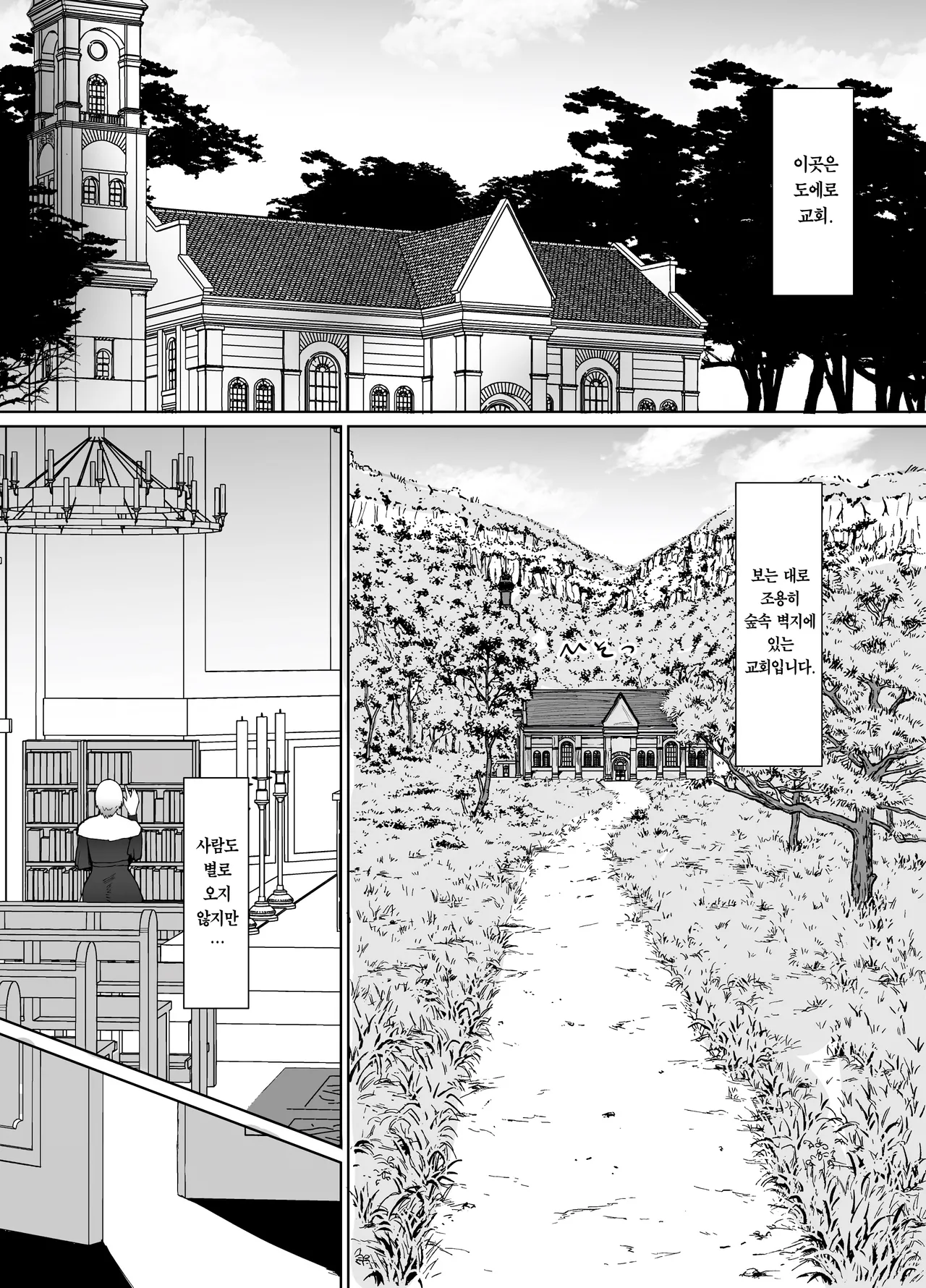 Itome de Dekaketsu de Zettai ni Haramanai Onaho Sister | 실눈에 왕궁뎅이에 절대 임신하지 않는 오나홀 수녀 page 2 full