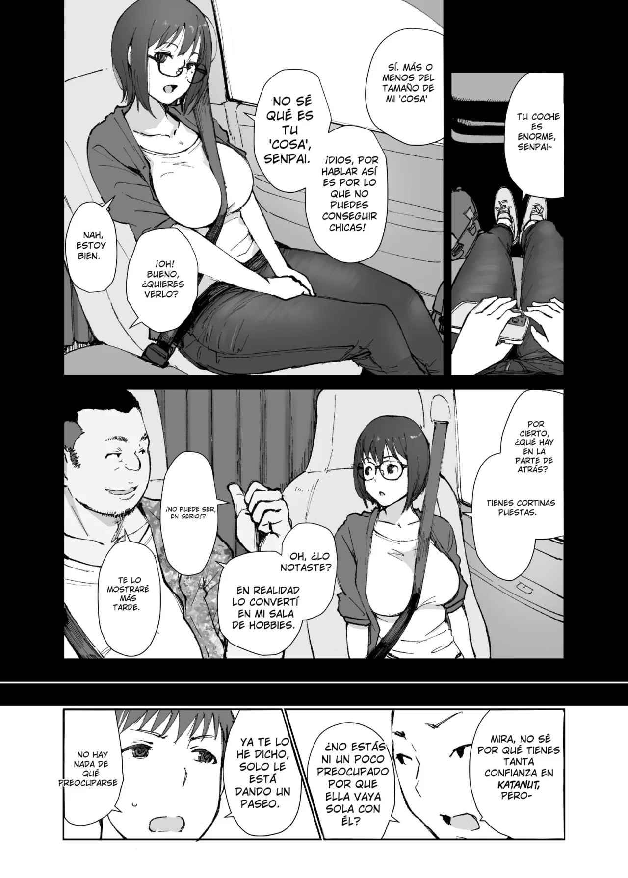 Senpai no Dekai Kuruma ga Boku no Kanojo o Nosete Hageshiku Yureru｜El Gran Auto de Senpai se Sacude Violentamente con Mi Novia Abordo page 7 full
