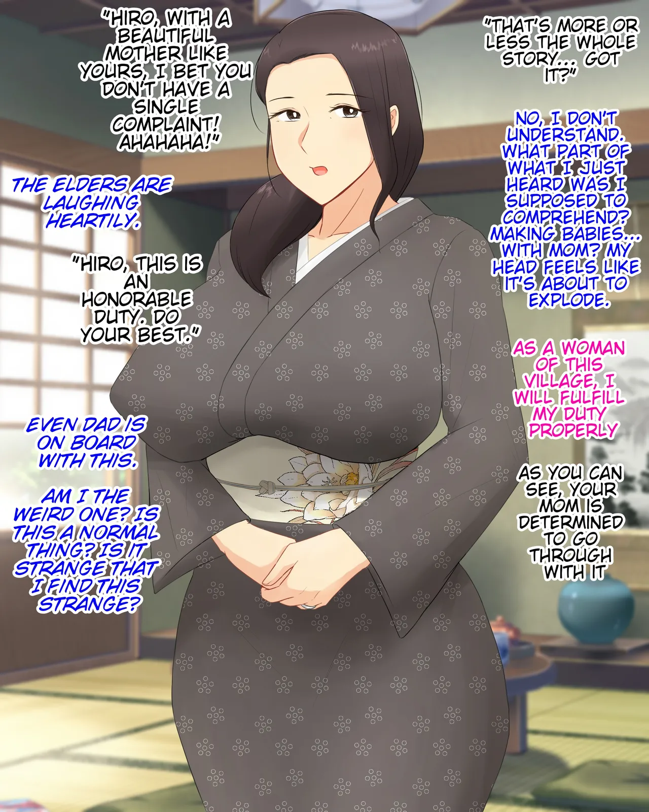 I ended up having constant breeding sex with my busty, virtous mother due to the village's customs. page 6 full