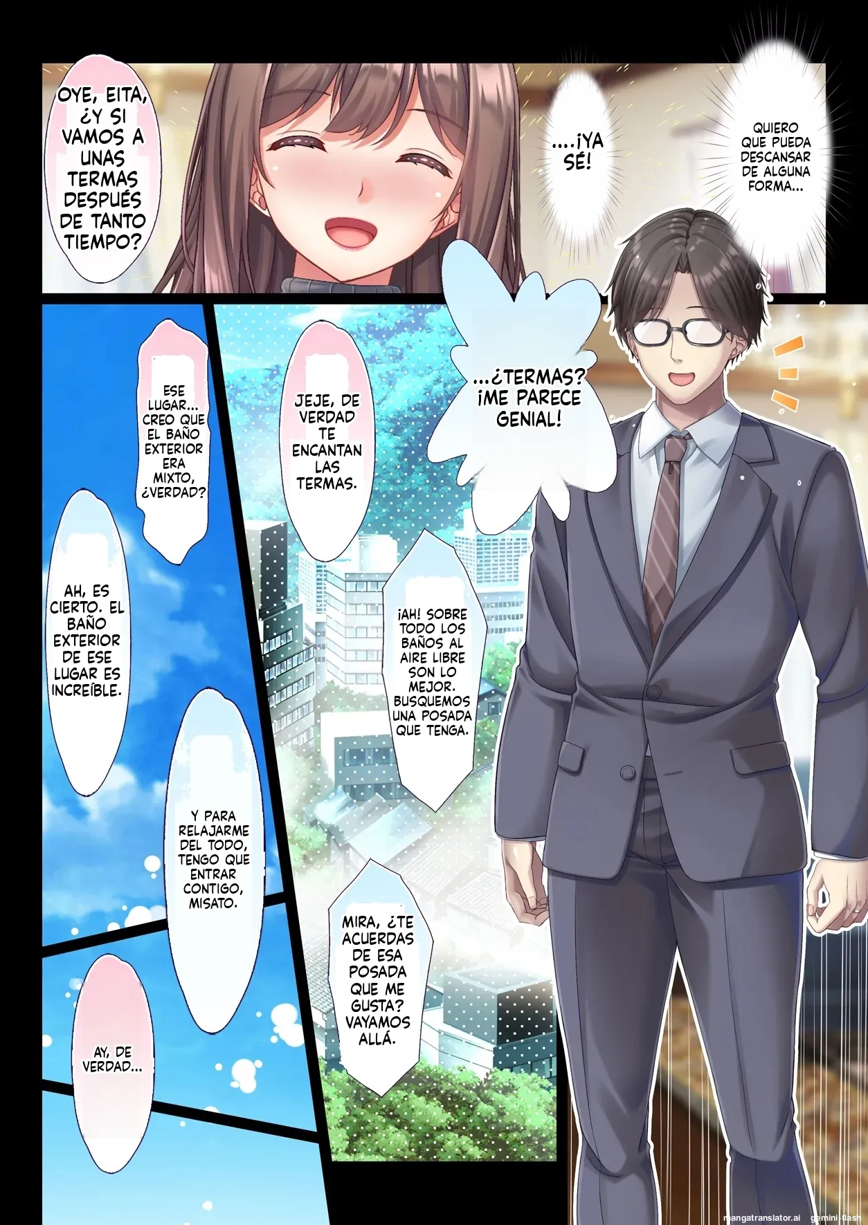 Konyoku Gifu Onsen Otto no Yoko de Gifu Chinpo o Kuwaekomu Tsuma no Manko Ikasaremakuri de Nakadashi Sarete Haramasareru  MTL page 5 full